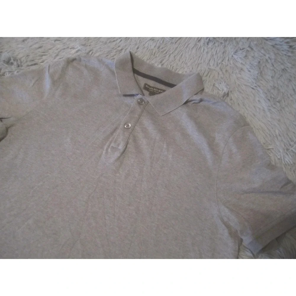 Banana Republic Polo Shirt Mens Large Gray Short Sleeve Luxury Touch Cotton